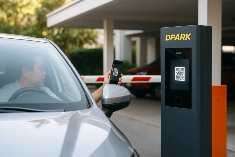 ตู้จ่าย QR จาก DPARK ไม้กั้นยกอัตโนมัติ